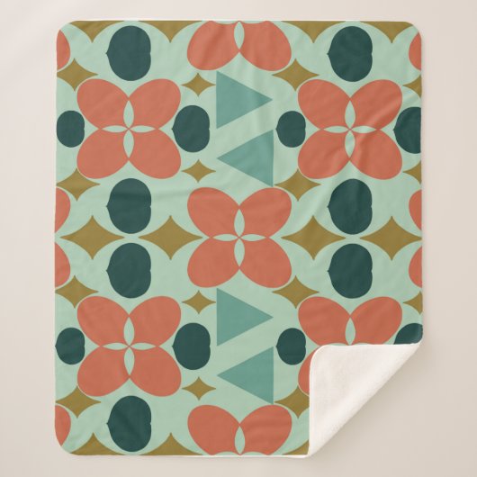 Couverture Sherpa Mint Diamant Fleur Moderne Du Mi Siècle (Devant)
