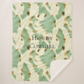 Couverture Sherpa Mint Green Cream Gold Cowhide (Devant)