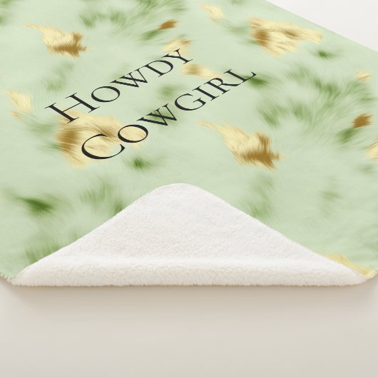 Couverture Sherpa Mint Green Gold Cowhide (3/4)
