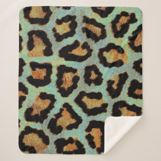 Couverture Sherpa Mint Tease me turquoise Empreinte de léopard sherp (Devant)