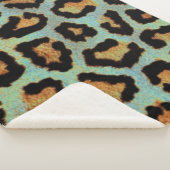 Couverture Sherpa Mint Tease me turquoise Empreinte de léopard sherp (3/4)
