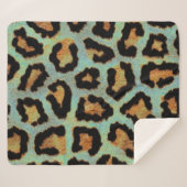 Couverture Sherpa Mint Tease me turquoise Empreinte de léopard sherp (Devant (Horizontal))