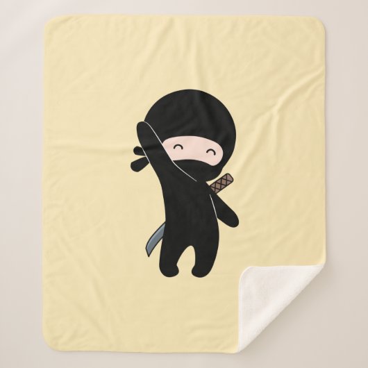 Couverture Sherpa Minuscule Ninja heureux sur Jaune (Devant)