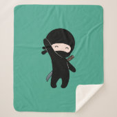 Couverture Sherpa Minuscule Ninja heureux sur le vert foncé (Devant)