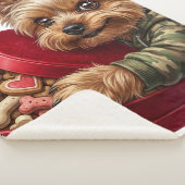 Couverture Sherpa Mischievous Valentine Yorkie Love Sherpa Blanket  (3/4)