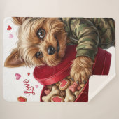 Couverture Sherpa Mischievous Valentine Yorkie Love Sherpa Blanket  (Devant (Horizontal))