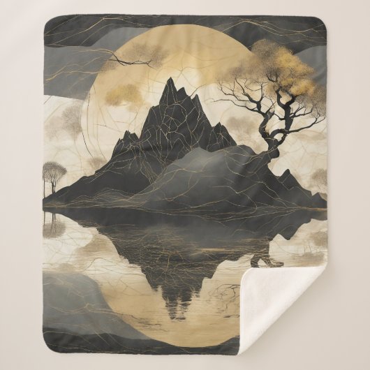 Couverture Sherpa Misty Mountain Black & Gold (Devant)