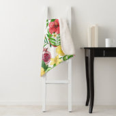 Couverture Sherpa Mix-fruit tropical, fleurs et feuilles sur blanc (En situation)