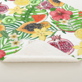 Couverture Sherpa Mix-fruit tropical, fleurs et feuilles sur blanc (3/4)