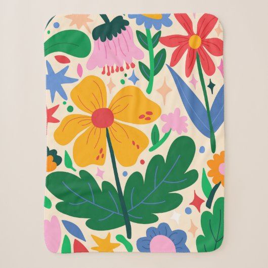 Couverture Sherpa Mixbande de fleurs (Devant)