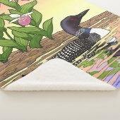 Couverture Sherpa MN State Bird Flower Loon Lady Slipper (3/4)