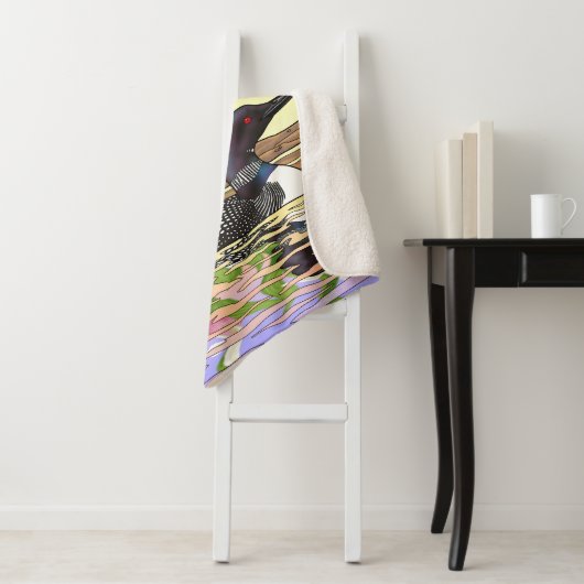 Couverture Sherpa MN State Bird Flower Loon Lady Slipper (En situation)