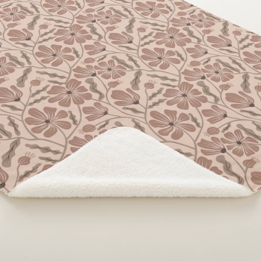 Couverture Sherpa Mocha Mousse Abstrait Fleur moderne du milieu du s (3/4)