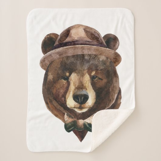 Couverture Sherpa Mode d'ours d'aquarelle (Devant)
