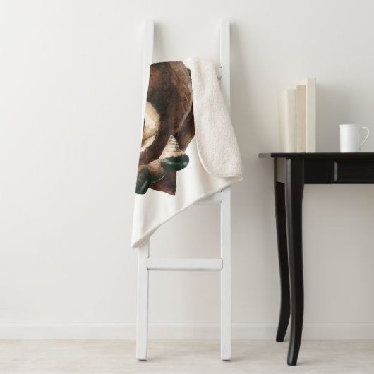 Couverture Sherpa Mode d'ours d'aquarelle (En situation)