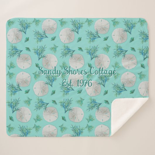 Couverture Sherpa Modèle de dollars de sable Turquoise Maison Côtièr (Devant (Horizontal))