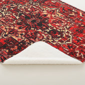 Couverture Sherpa Modèle de tapis oriental en rouge foncé (3/4)