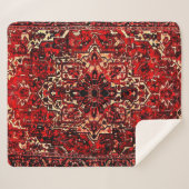 Couverture Sherpa Modèle de tapis oriental en rouge foncé (Devant (Horizontal))