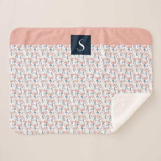 Couverture Sherpa Modèle Flamingo rose mou (Devant (Horizontal))