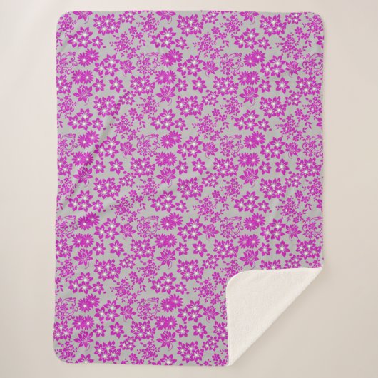 Couverture Sherpa Modèle floral D02.pink.b Gray BG (Devant)
