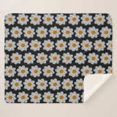 Couverture Sherpa Modèle floral dahlia blanc sur noir (Devant (Horizontal))