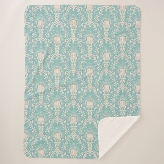 Couverture Sherpa Modèle Floral/Damask (Devant)