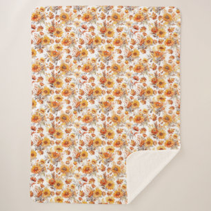 Couverture Sherpa Modèle floral d'automne B01