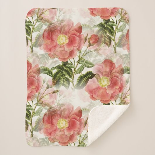 Couverture Sherpa Modèle floral de Camellia rose (Devant)