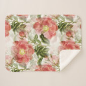Couverture Sherpa Modèle floral de Camellia rose (Devant (Horizontal))