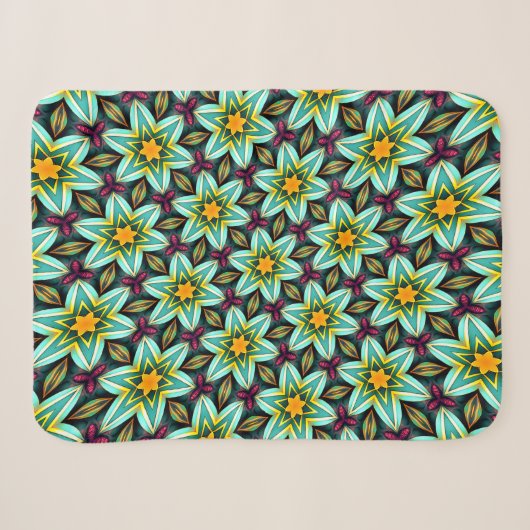 Couverture Sherpa Modèle Floral Étoiles Vertes (Devant (Horizontal))