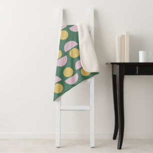 Couverture Sherpa Modèle floral géométrique scandinave en vert