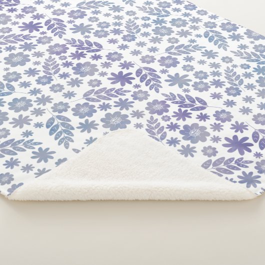 Couverture Sherpa Modèle floral gris et lavande (3/4)