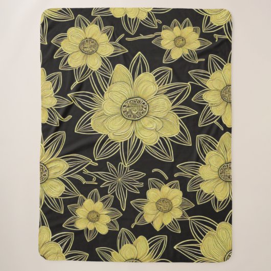 Couverture Sherpa Modèle Floral Or Cube Sherpa (Devant)