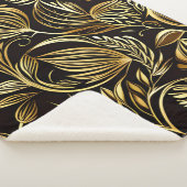 Couverture Sherpa Modèle Floral Or Sur Noir (3/4)