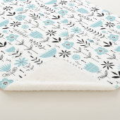 Couverture Sherpa Modèle floral scandinave bleu (3/4)