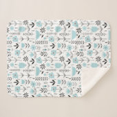 Couverture Sherpa Modèle floral scandinave bleu (Devant (Horizontal))