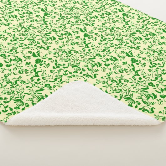 Couverture Sherpa Modèle floral vert G01. L jaune BG (3/4)