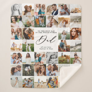 Couverture Sherpa Modèle moderne de script multi photo papa cadeau f