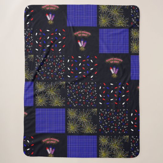Couverture Sherpa Modèle patchwork du 4 juillet - 4 juillet (Devant)
