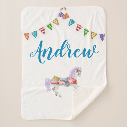 Couverture Sherpa Modèle personnalisé du cheval de carrousel (Devant)
