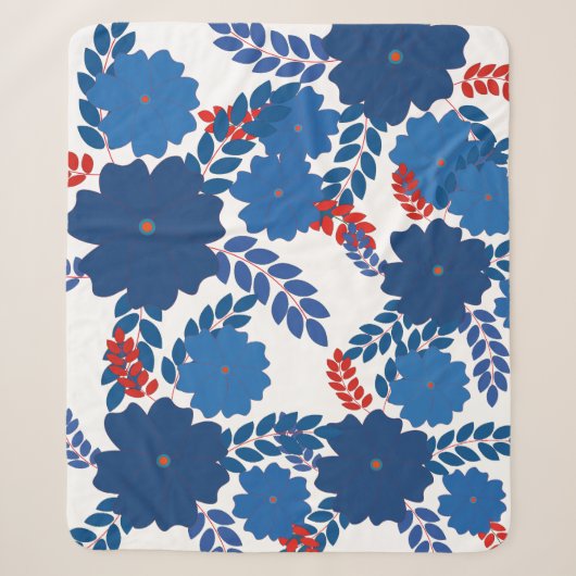 Couverture Sherpa Modèle vectoriel simple de fleurs bleues (Devant)