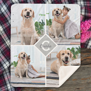 Couverture Sherpa Modern 4 Photo Collage Pet Dog