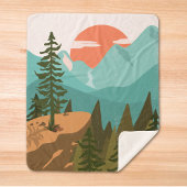 Couverture Sherpa Modern Abstract Forest, Mountains, and Sunrise