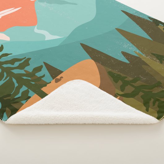 Couverture Sherpa Modern Abstract Forest, Mountains, and Sunrise (3/4)