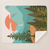 Couverture Sherpa Modern Abstract Forest, Mountains, and Sunrise (Devant (Horizontal))