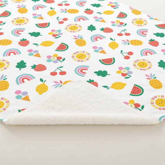 Couverture Sherpa Modern Bright Colourful Smiling Suns and Rainbows (3/4)