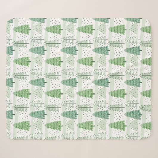 Couverture Sherpa Modern Christmas Trees Pattern (Devant (Horizontal))