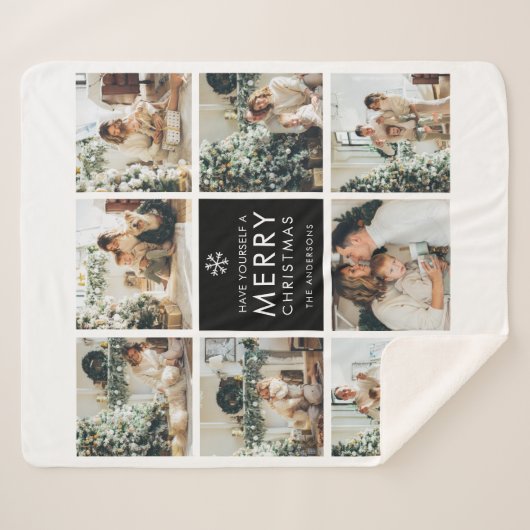 Couverture Sherpa Modern Collage “Merry Christmas” Multi Photo (Devant (Horizontal))