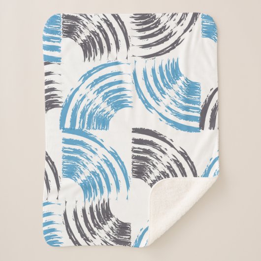 Couverture Sherpa Modern, cool, trendy blue abstract brush strokes (Devant)
