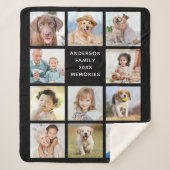 Couverture Sherpa Modern Family Personalized 11 Photo Collage Black (Devant)